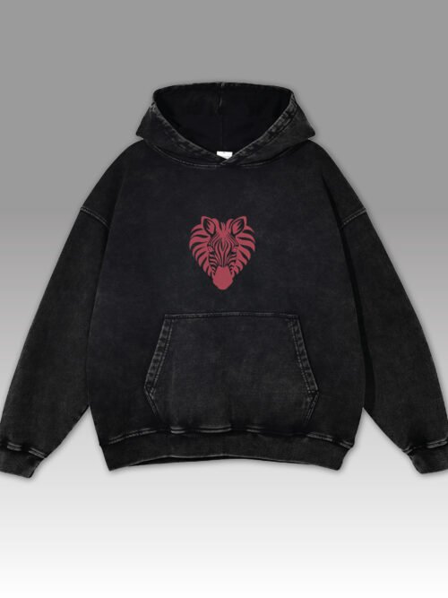 Bluza oversize z kapturem Haft Serce Zebry